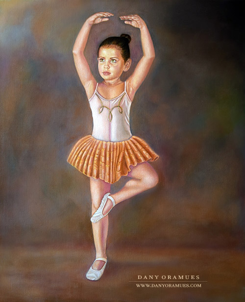 Retrato cuerpo entero de una niña bailando ballet clásico