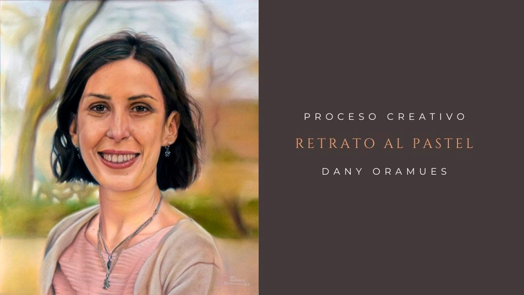 Retrato al pastel de una mujer sonriendo
